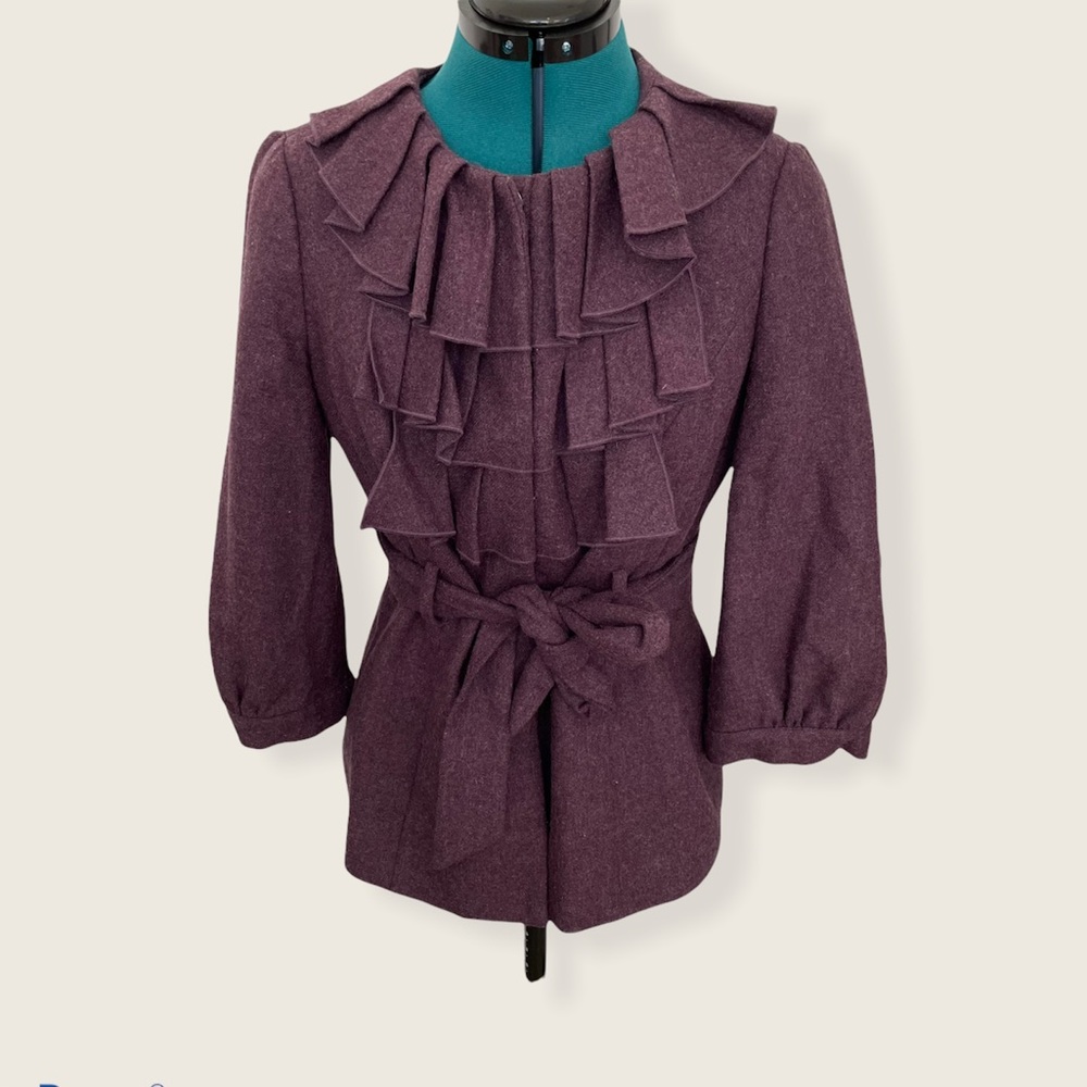 AnthropologieTabitha Foliage Finder Ruffle Blazer